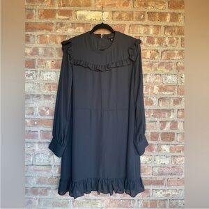 Black Ruffle Long Sleeve Dress